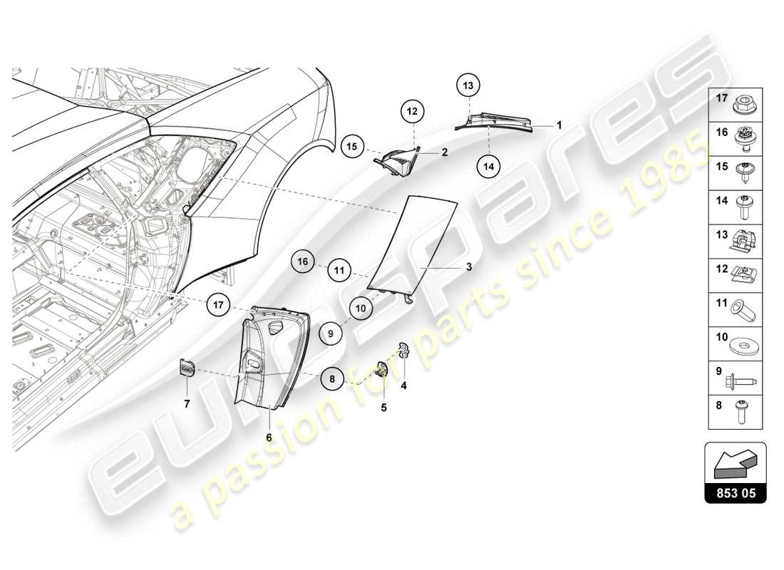 lamborghini 2019 (lp610-4 coupe) cover plate for side member part diagram