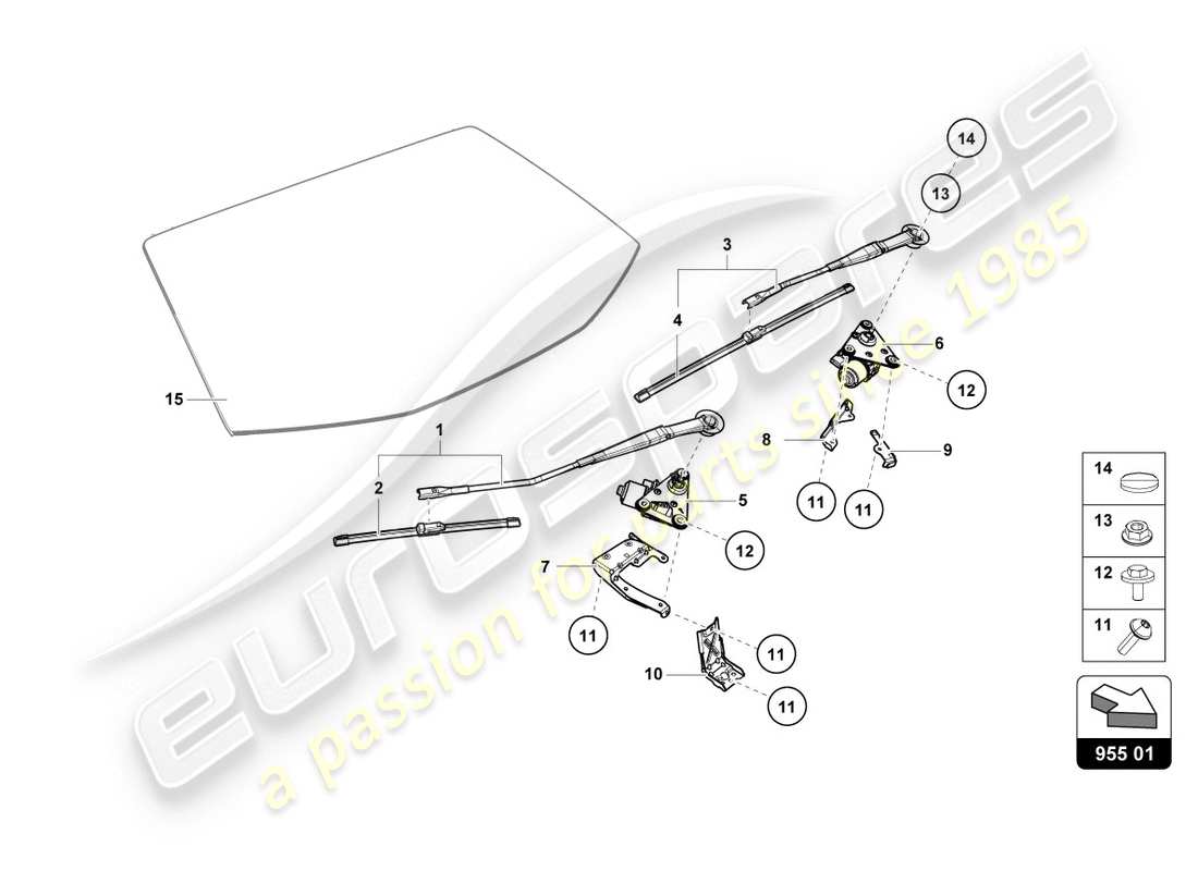 lamborghini evo spyder (2020) windshield wiper part diagram