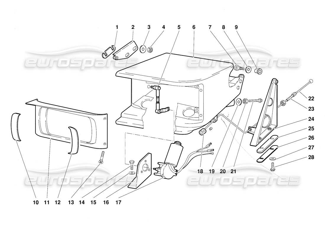 lamborghini diablo (1991) head lamp lighting system parts diagram