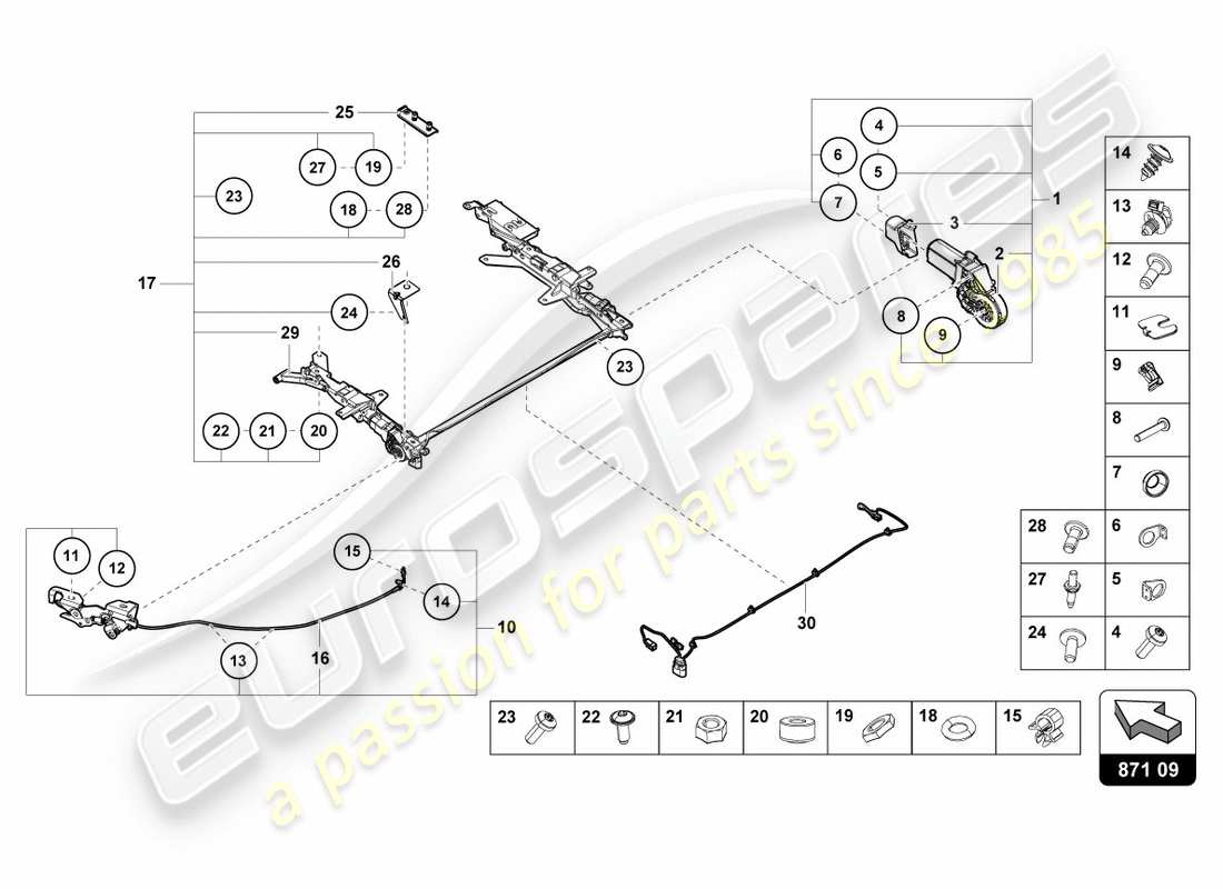 lamborghini 2018 (performante spyder) sliding roof motor part diagram