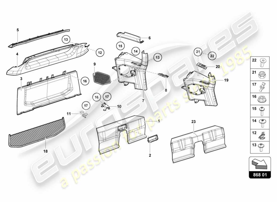 lamborghini lp580-2 coupe (2019) rear compartment area parts diagram