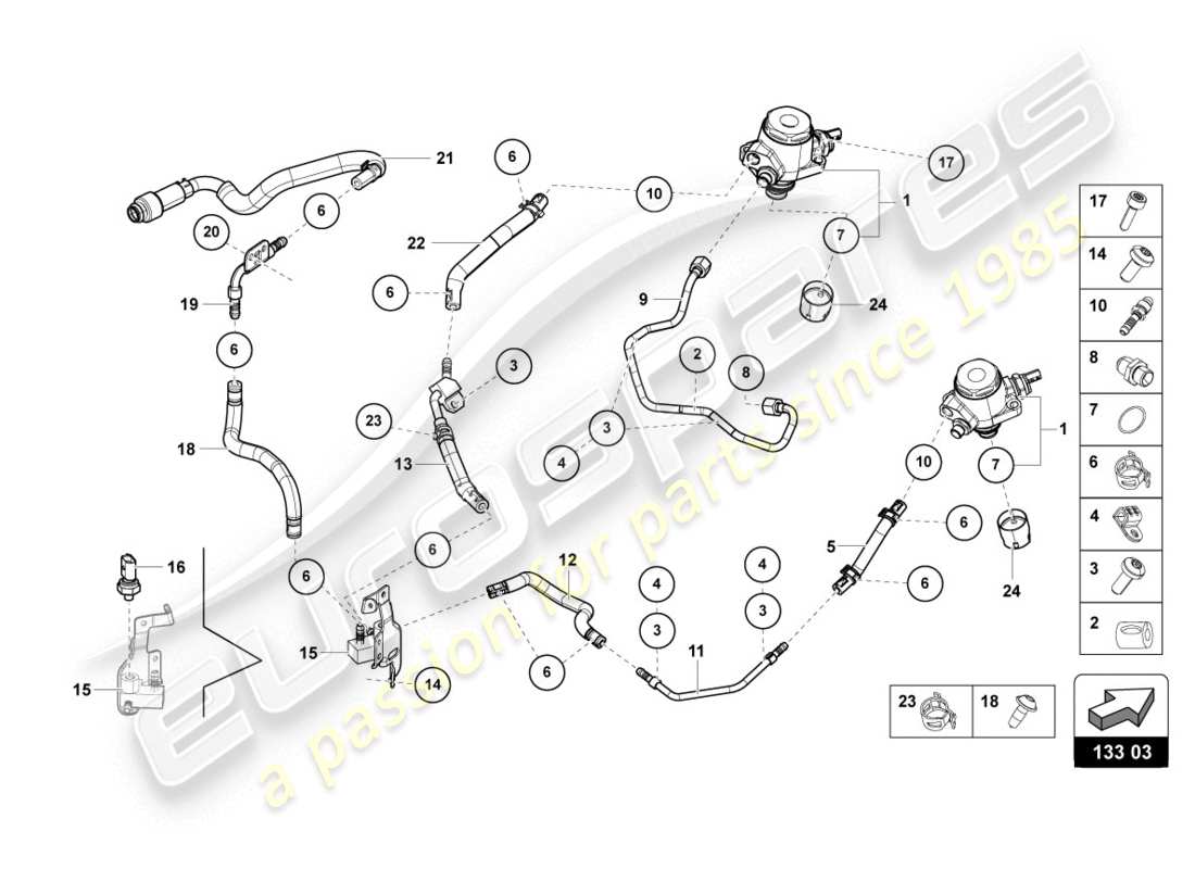 lamborghini 2020 (evo spyder) fuel pump part diagram