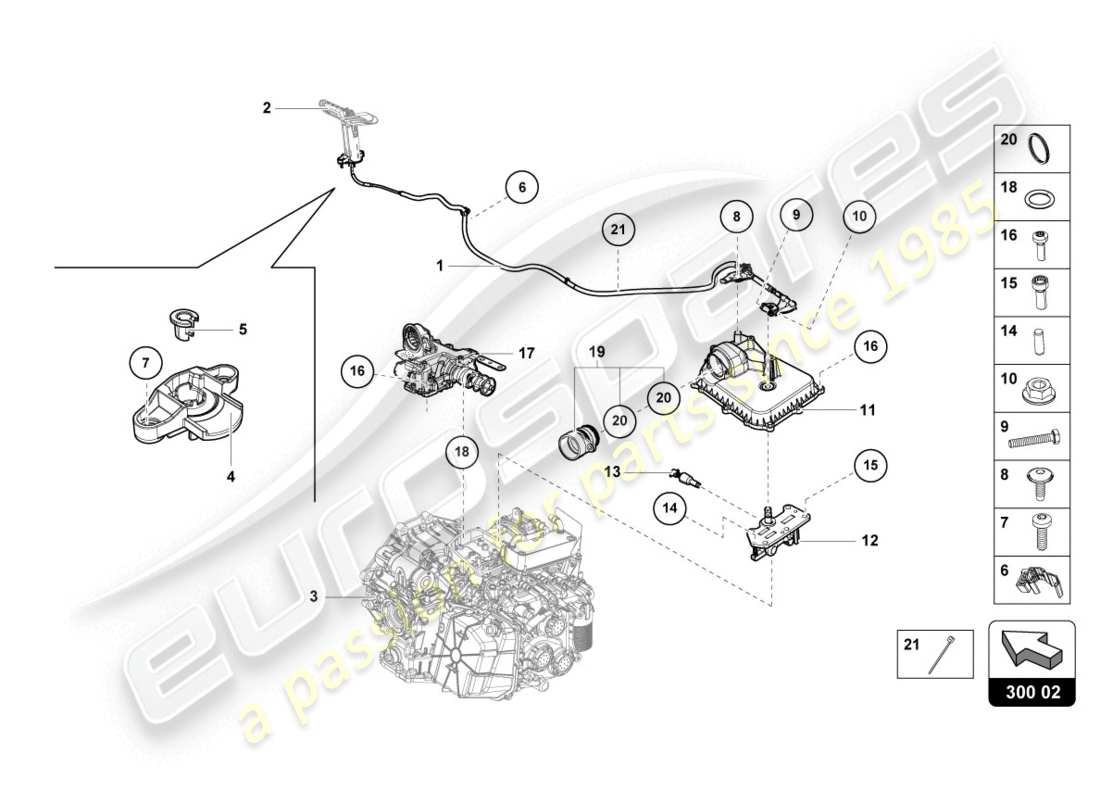 lamborghini evo coupe (2020) release lever part diagram