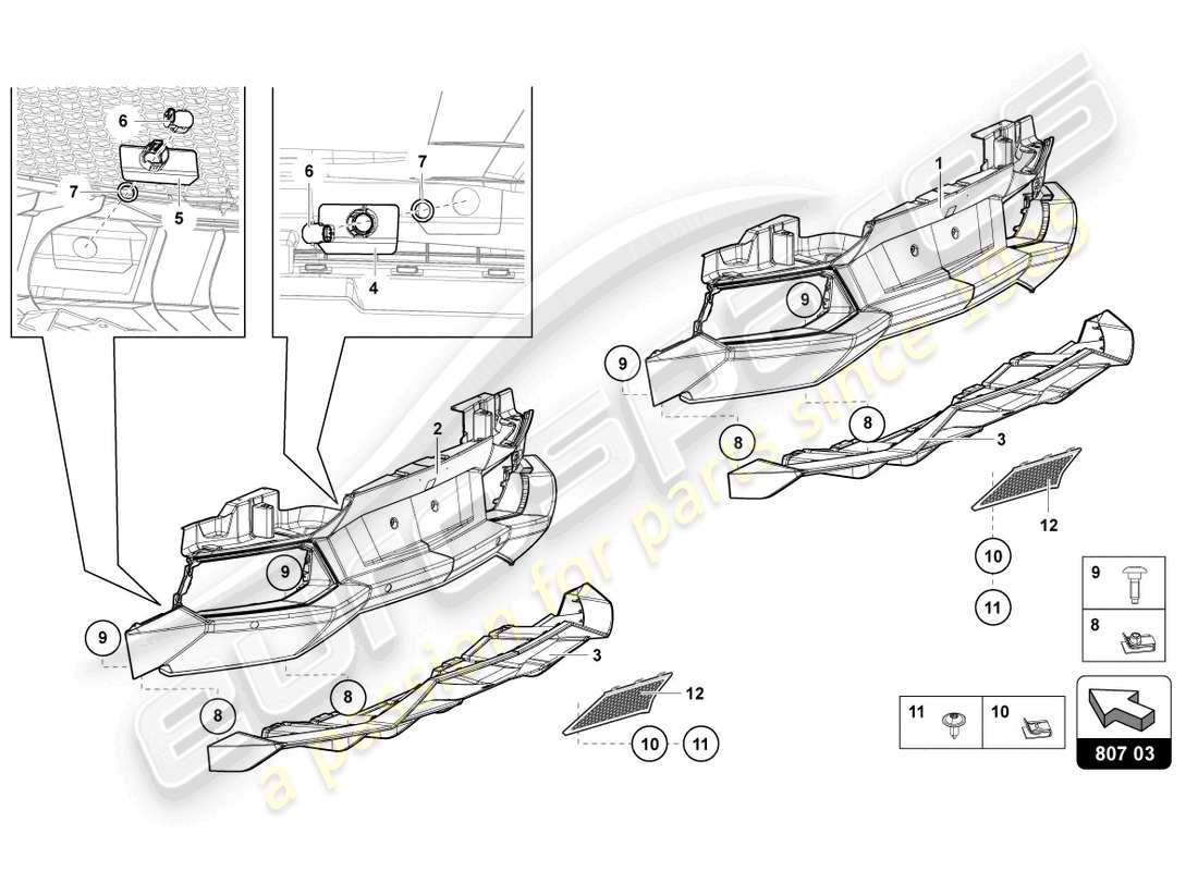 lamborghini lp700-4 coupe (2016) bumper, complete part diagram