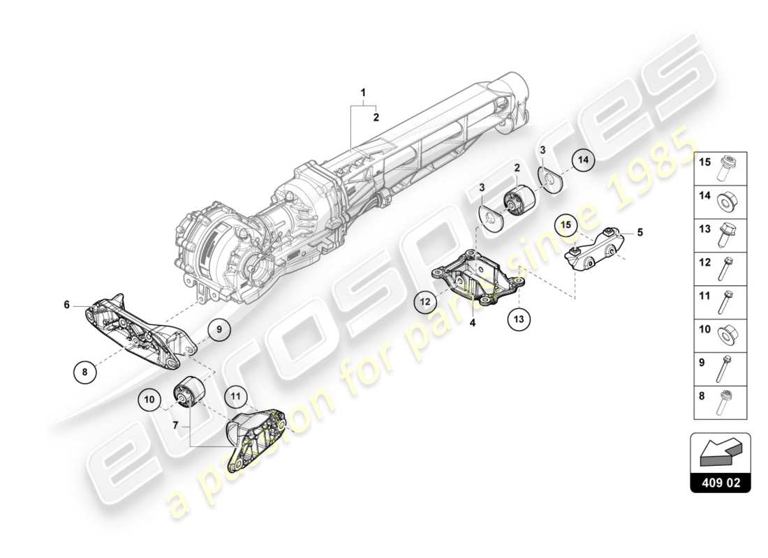lamborghini performante coupe (2019) support for front axle parts diagram