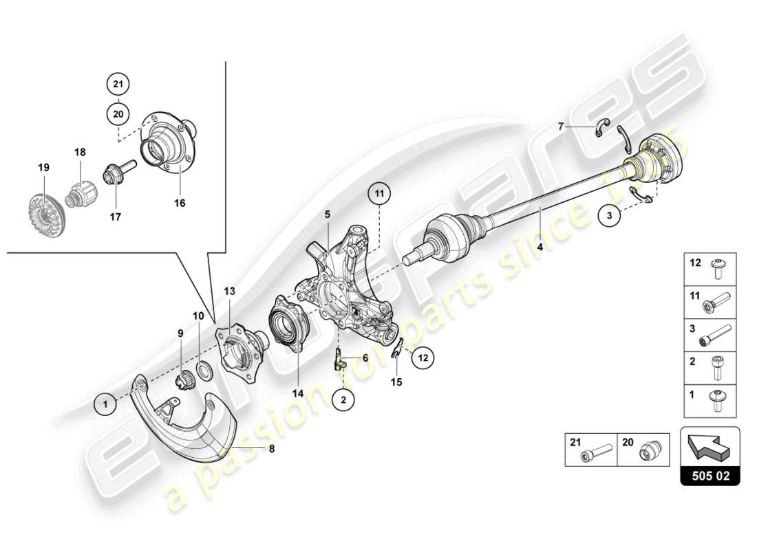 lamborghini 2017 (lp750-4 sv coupe) drive shaft rear part diagram