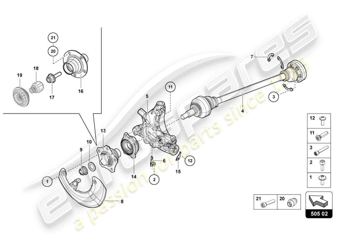 lamborghini lp700-4 roadster (2017) drive shaft rear parts diagram