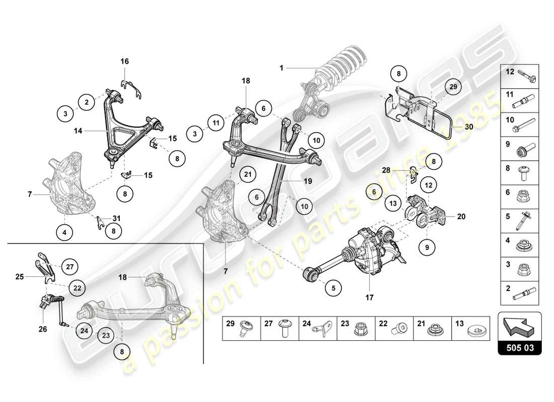 lamborghini 2021 (lp740-4 s roadster) suspension rear part diagram