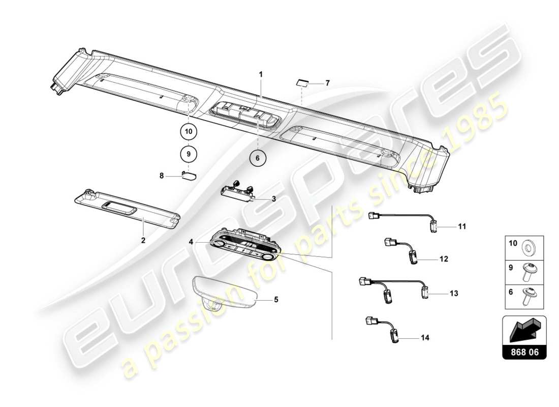 lamborghini 2020 (performante spyder) front panel trim part diagram