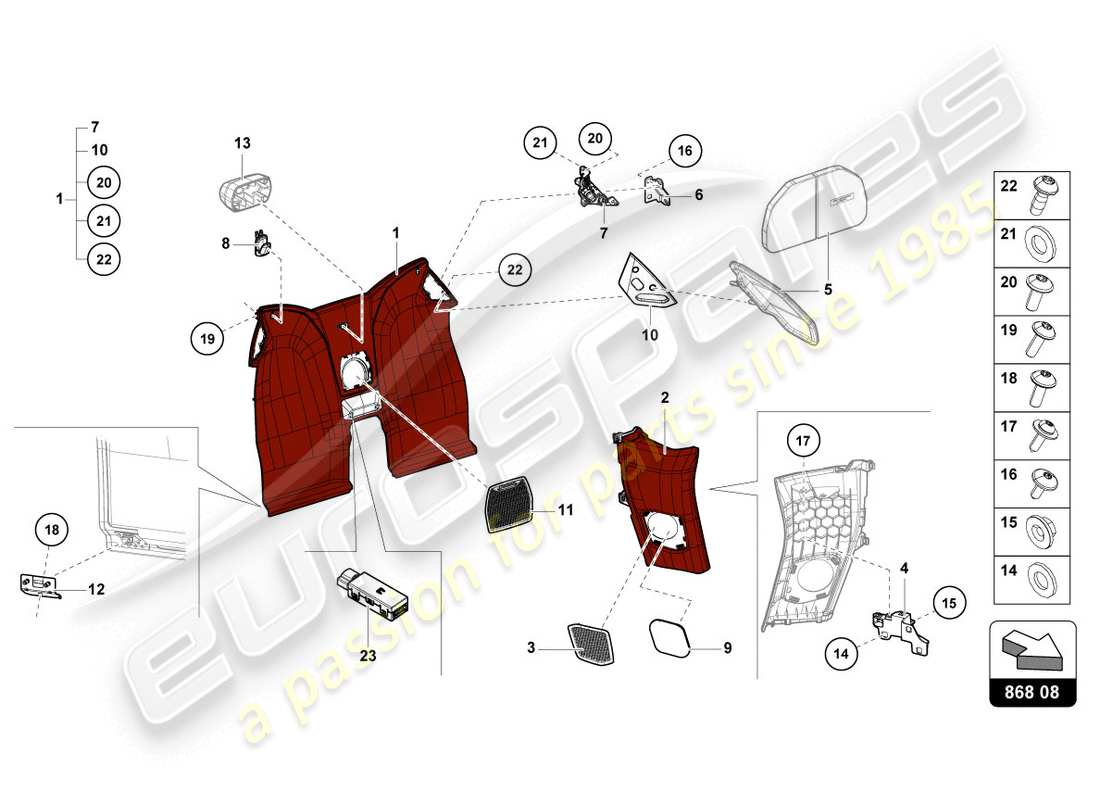 lamborghini evo spyder 2wd (2020) trim part diagram