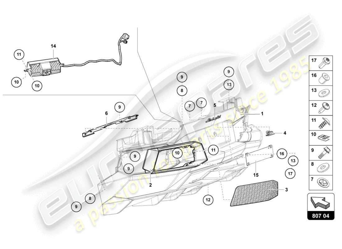 lamborghini lp700-4 coupe (2017) bumper, complete parts diagram