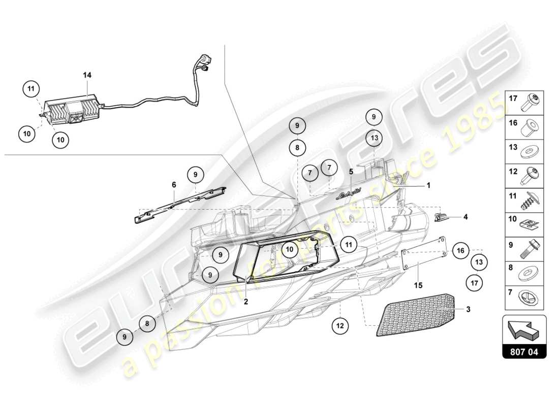 lamborghini lp700-4 coupe (2017) bumper, complete part diagram