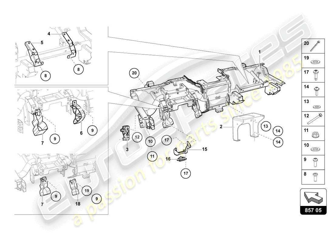 lamborghini lp700-4 coupe (2013) cross member parts diagram