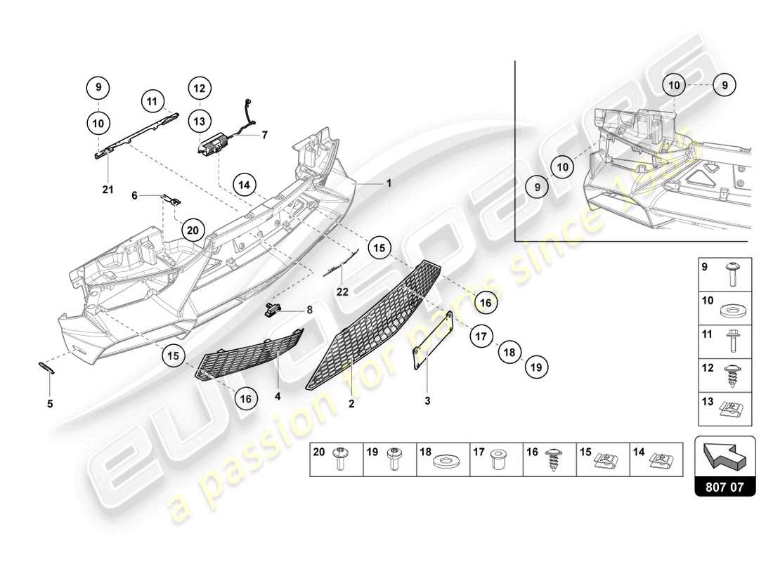 lamborghini 2014 (lp720-4 roadster 50) bumper, complete part diagram