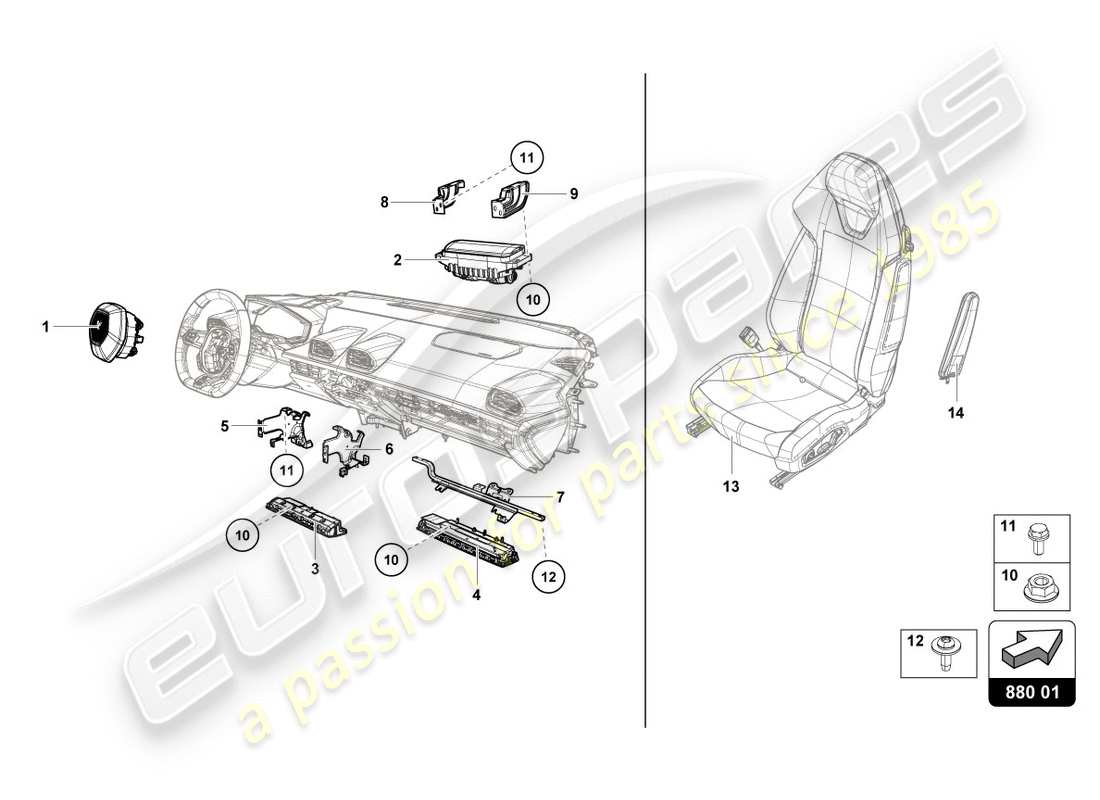 lamborghini lp610-4 spyder (2018) airbag parts diagram