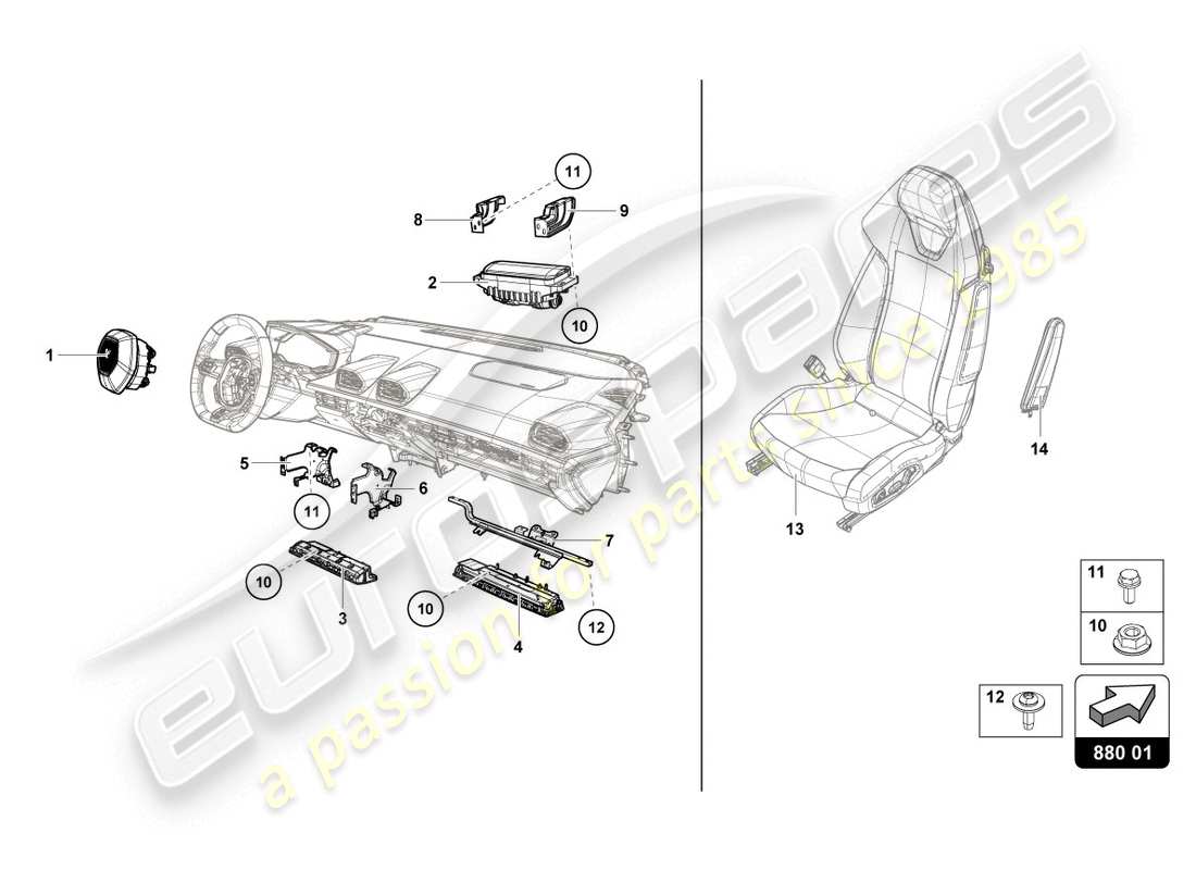 lamborghini 2017 (lp610-4 coupe) airbag part diagram