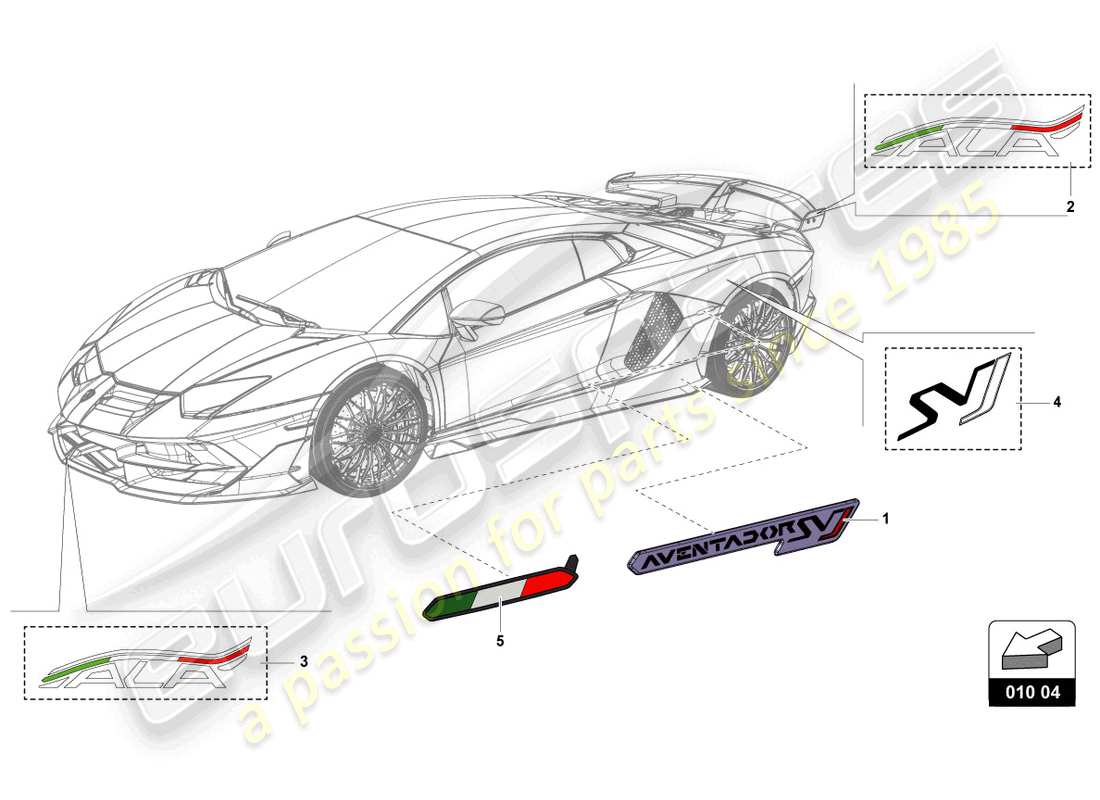 lamborghini lp770-4 svj coupe (2021) sticky pad set part diagram