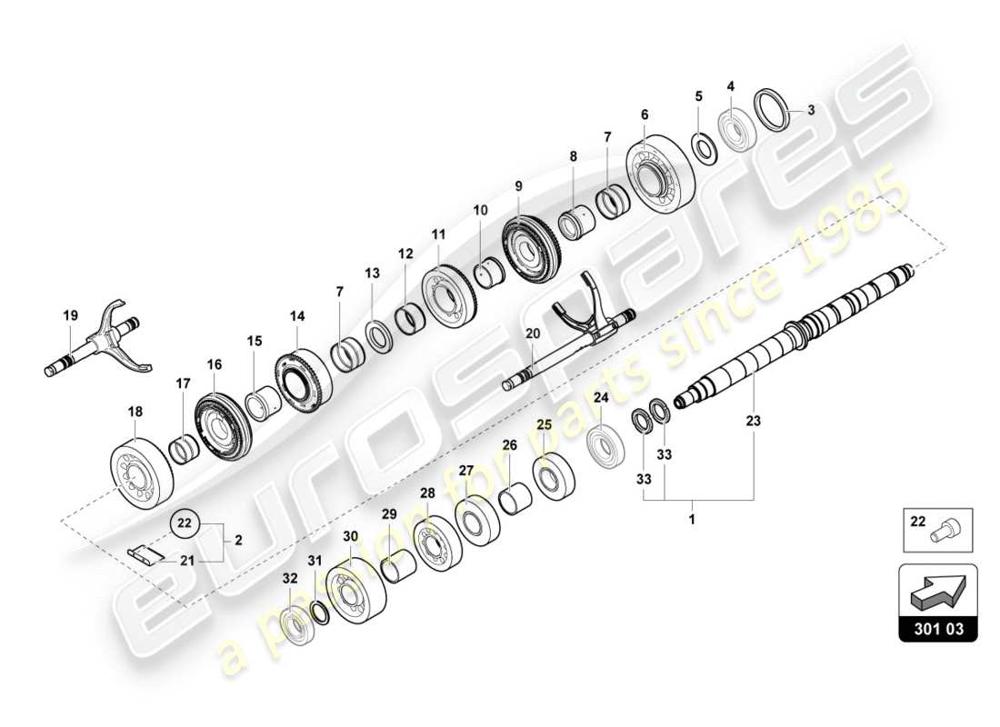 lamborghini centenario roadster (2017) reduction gearbox shaft parts diagram