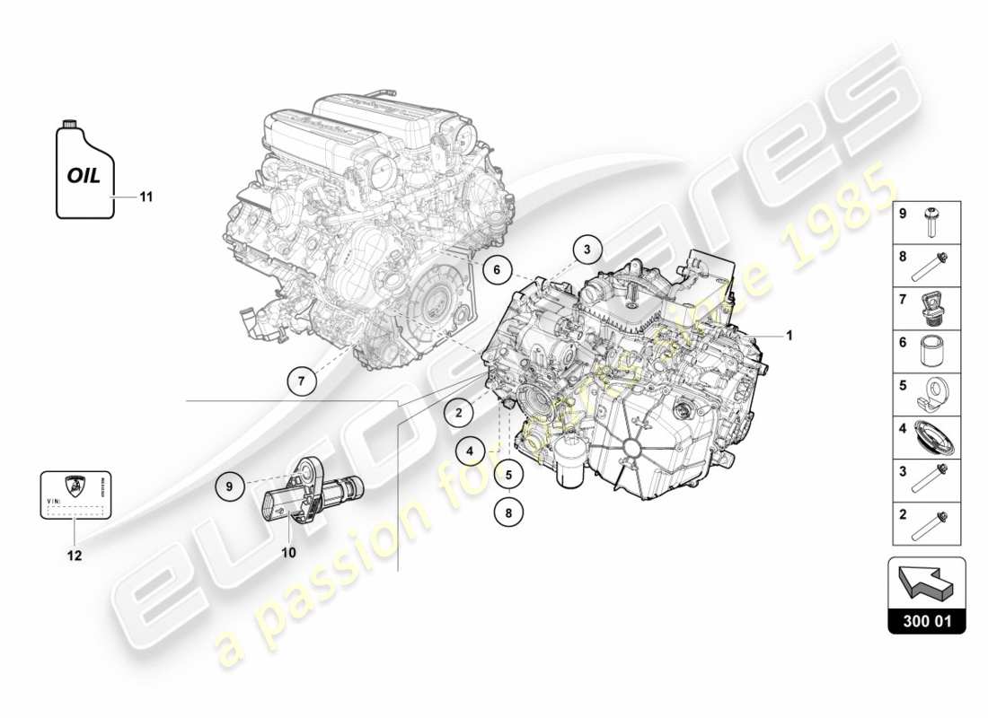 lamborghini performante spyder (2019) automatic gearbox part diagram