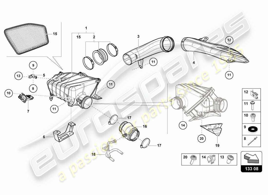 lamborghini 2019 (performante coupe) air filter housing part diagram