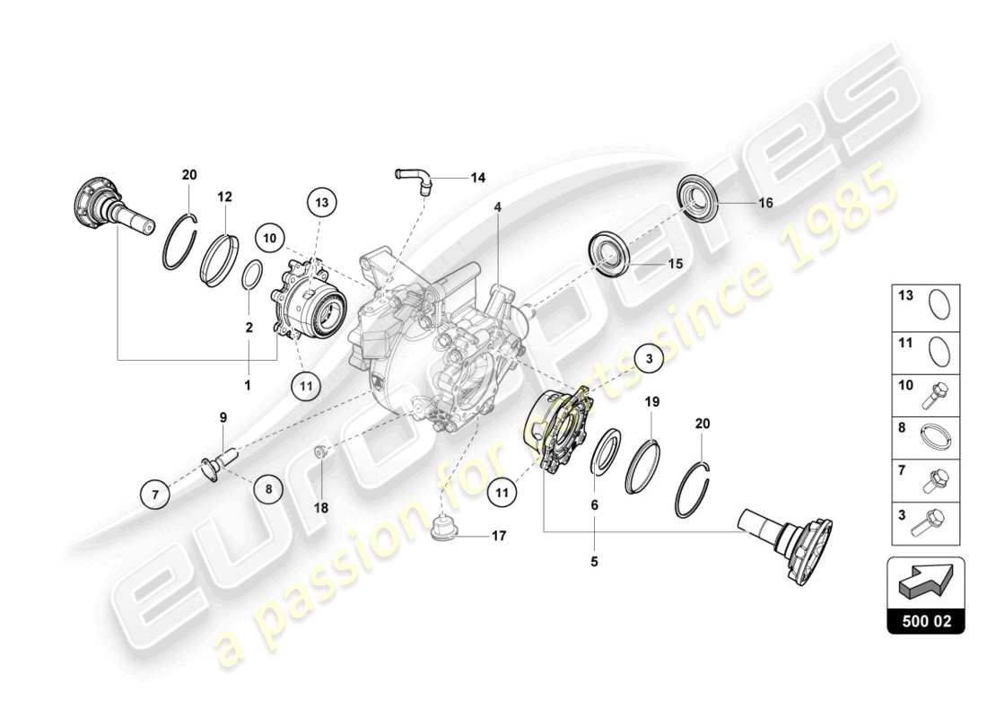 lamborghini lp740-4 s coupe (2020) housing for differential rear parts diagram