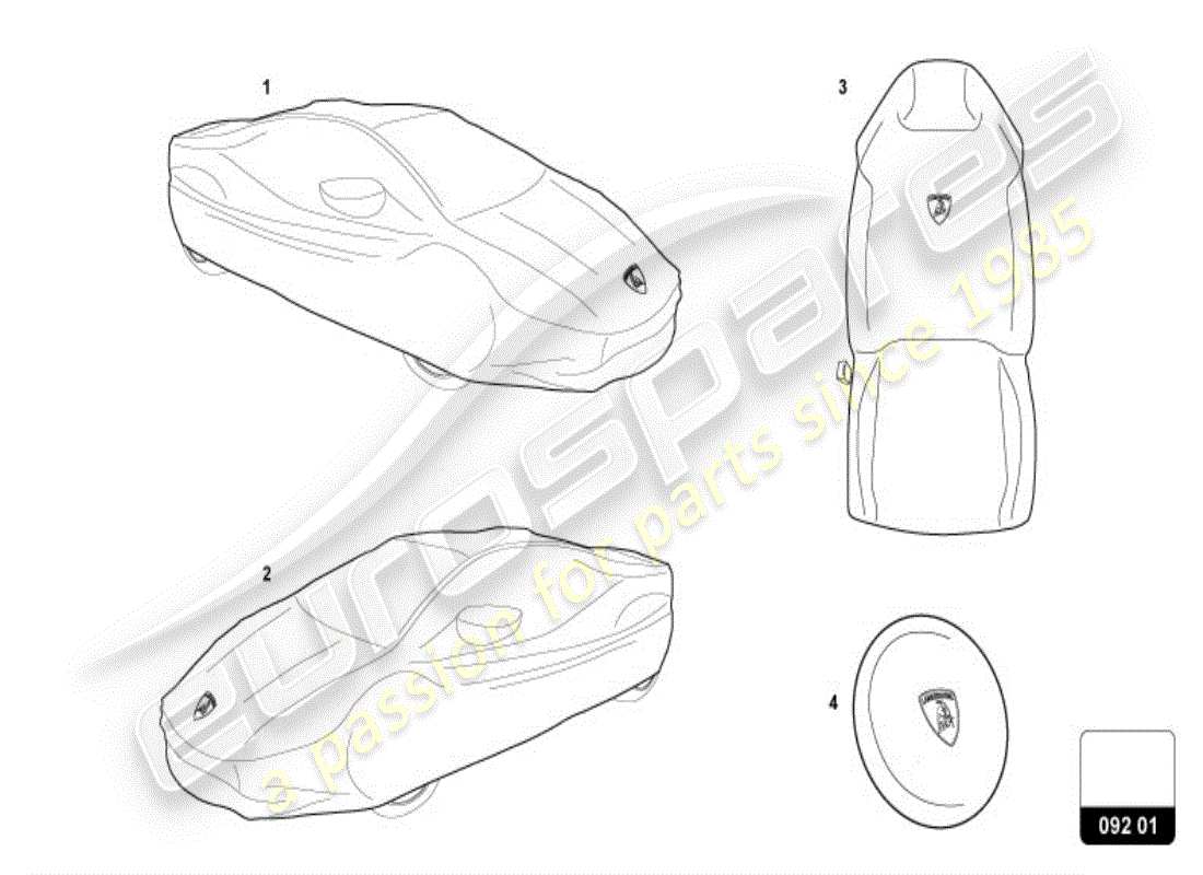 lamborghini accessories (lp580-2 spyder) protector set part diagram