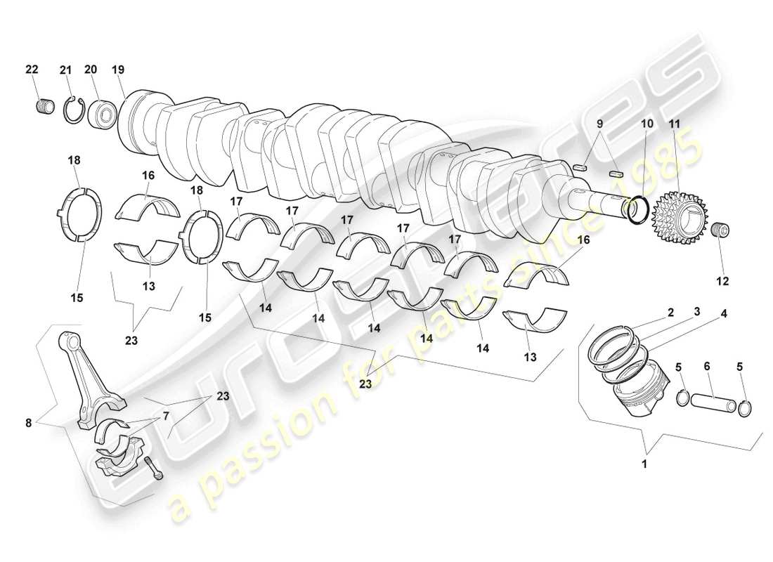 lamborghini murcielago coupe (2005) crankshaft parts diagram