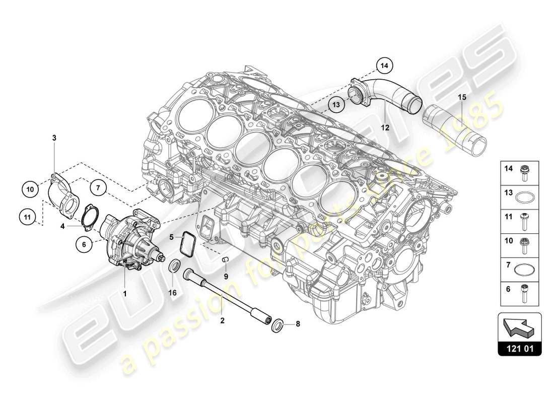 lamborghini lp740-4 s coupe (2021) coolant pump parts diagram
