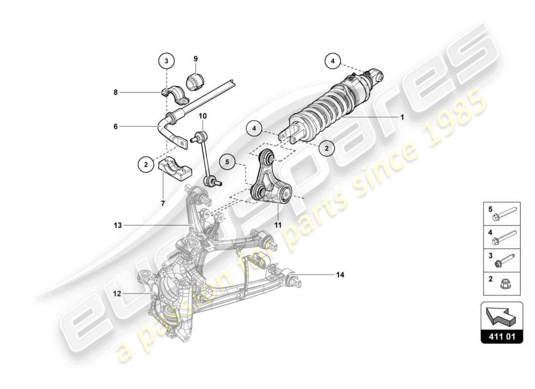 lamborghini lp740-4 s coupe (2020) shock absorbers front parts diagram