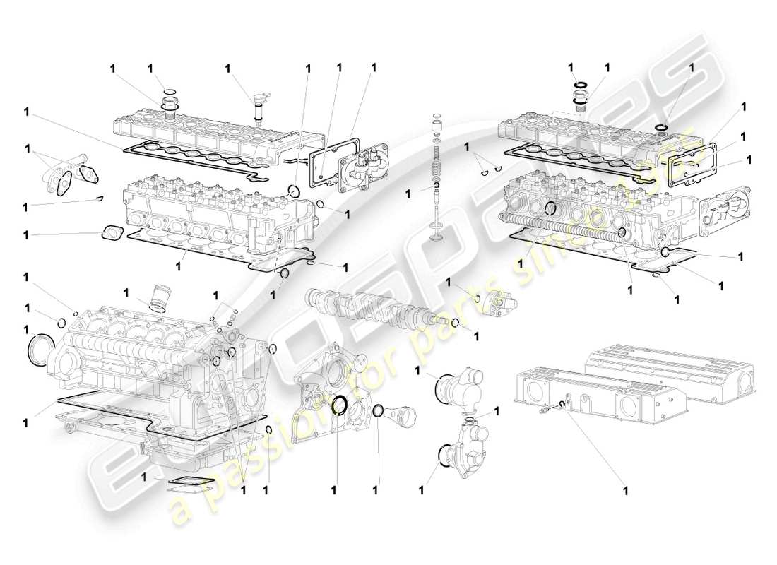 lamborghini murcielago coupe (2005) gasket set for engine part diagram