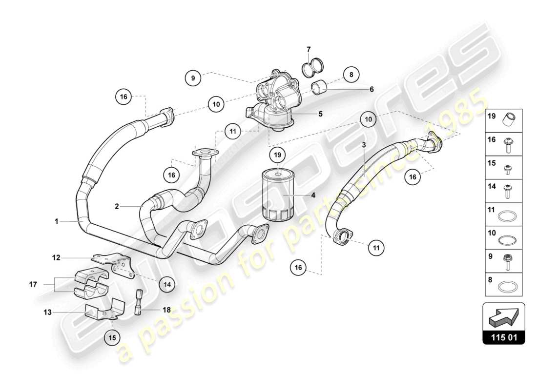 lamborghini lp740-4 s roadster (2020) oil filter parts diagram
