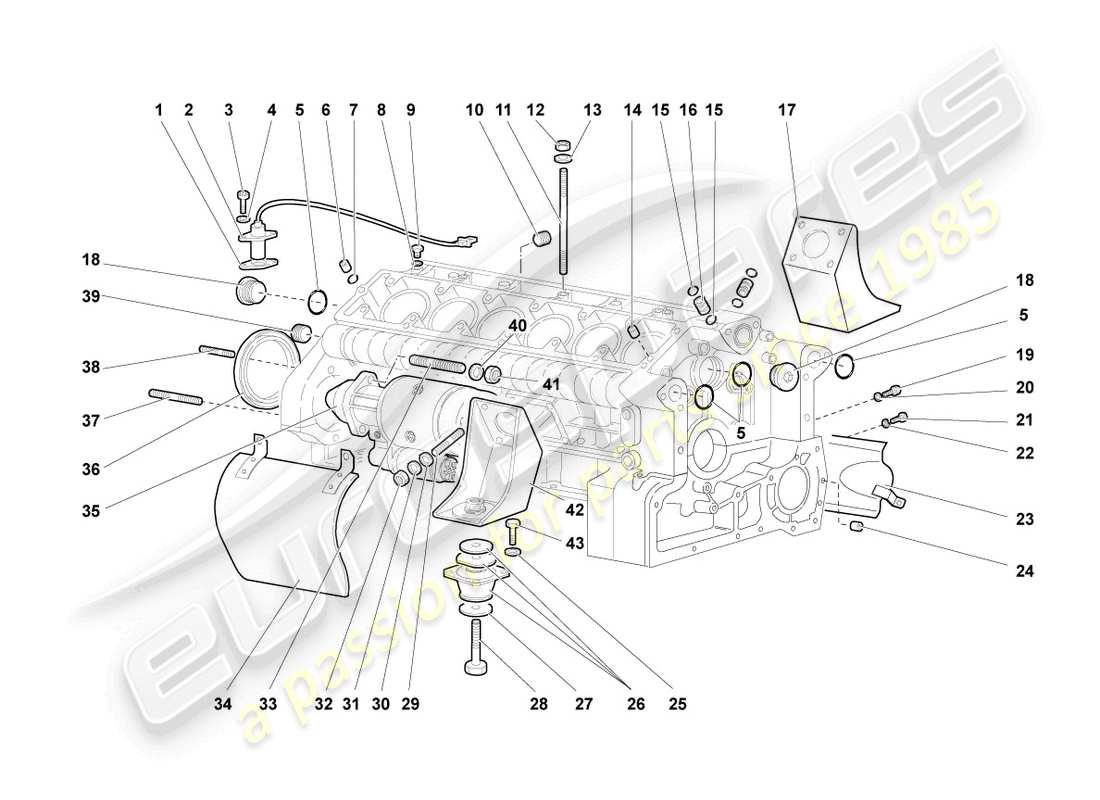 lamborghini murcielago coupe (2005) crankcase housing parts diagram