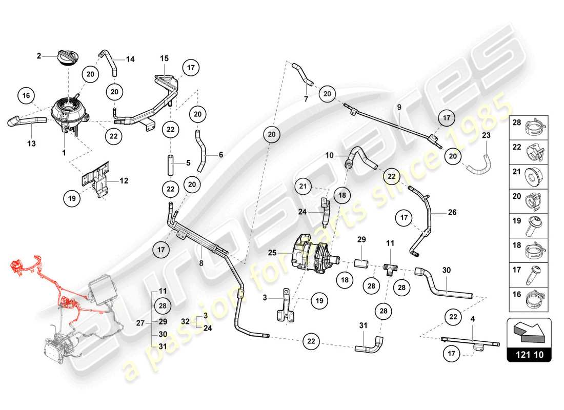 lamborghini sian (2021) cooling system parts diagram