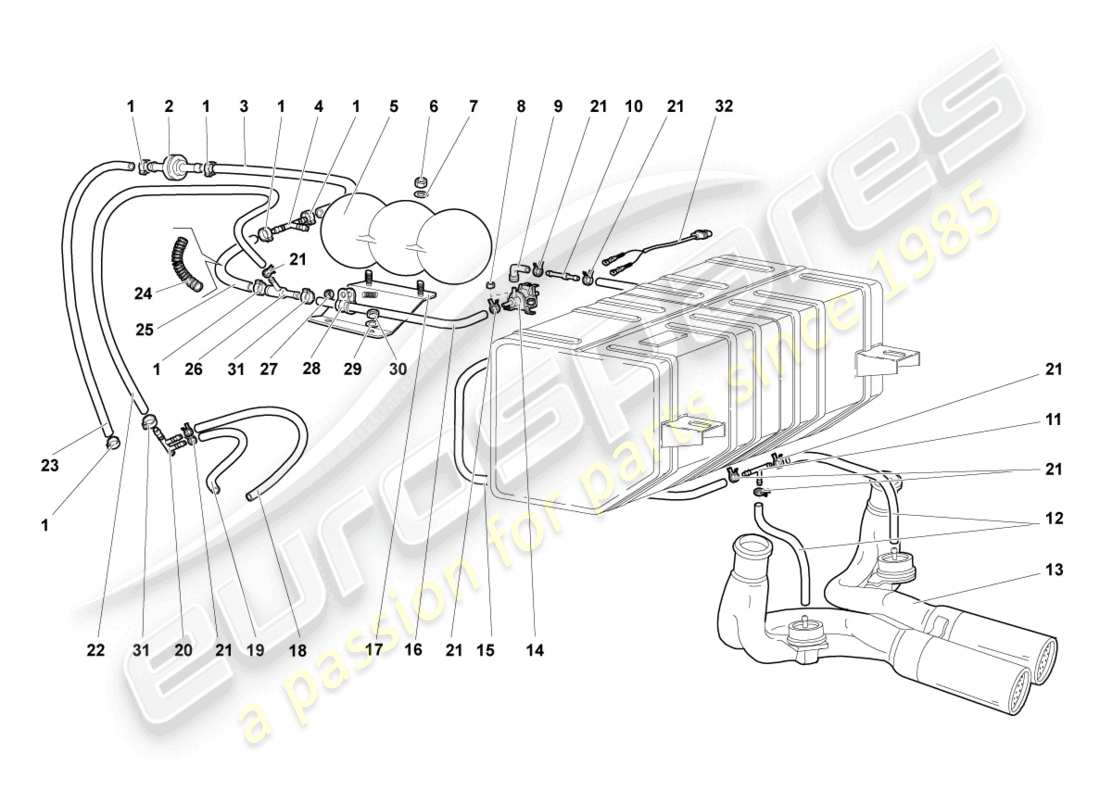 lamborghini murcielago coupe (2003) vacuum system parts diagram