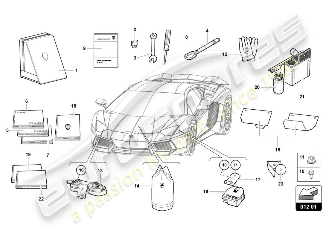 lamborghini lp700-4 roadster (2013) vehicle tools part diagram