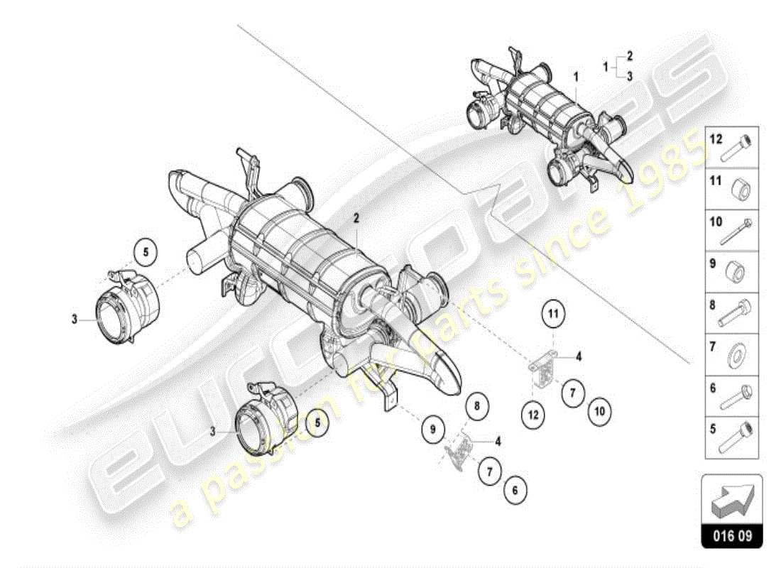lamborghini accessories (performante coupe) sports exhaust system (compl.) part diagram