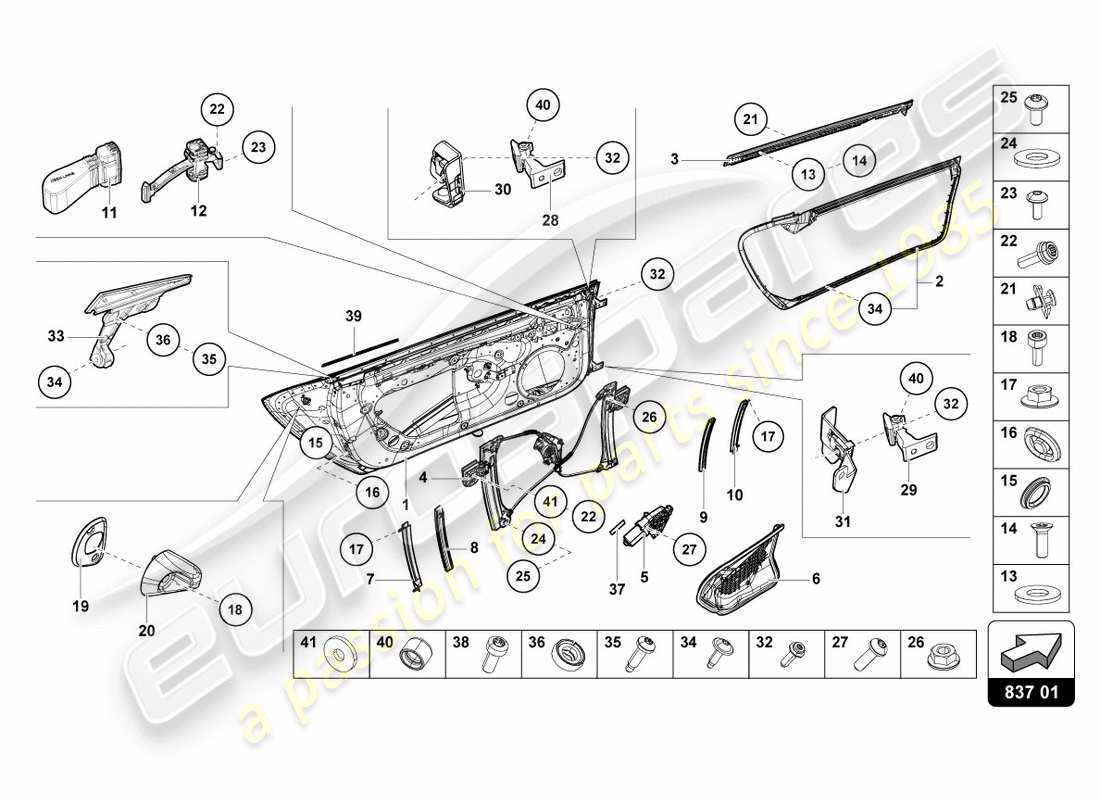 a part diagram from the lamborghini performante coupe (2020) parts catalogue