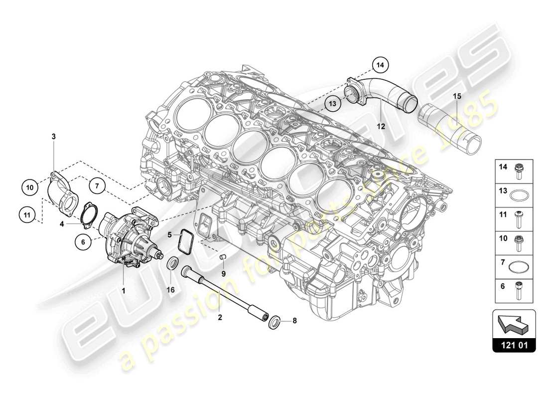 lamborghini 2019 (lp770-4 svj coupe) coolant pump part diagram