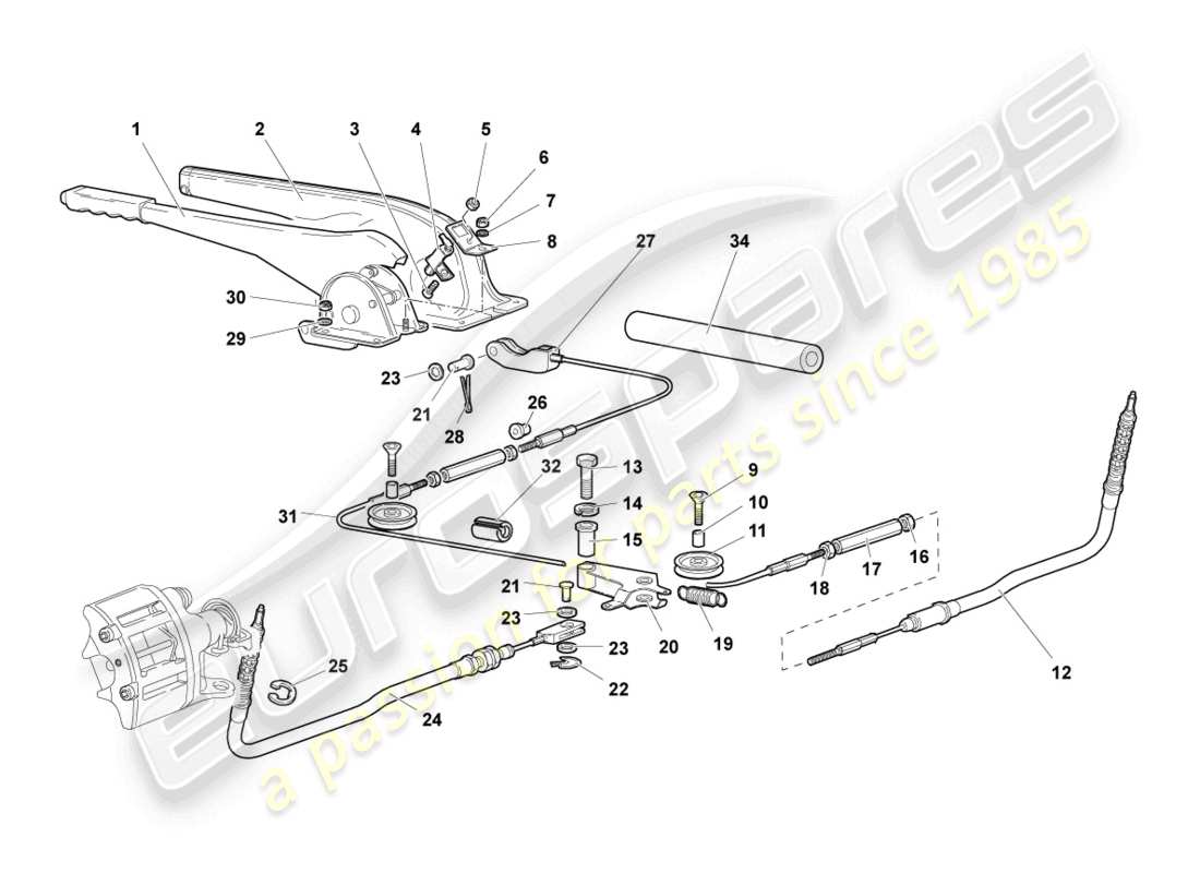 lamborghini murcielago coupe (2005) brake lever part diagram