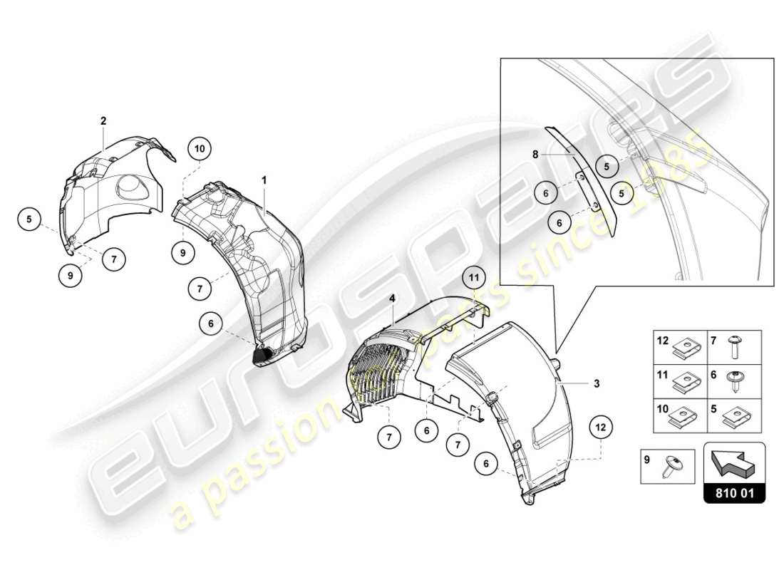lamborghini lp740-4 s coupe (2020) wheel housing parts diagram