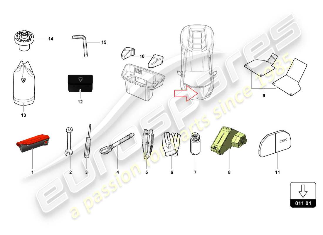 lamborghini lp610-4 spyder (2019) vehicle tools parts diagram