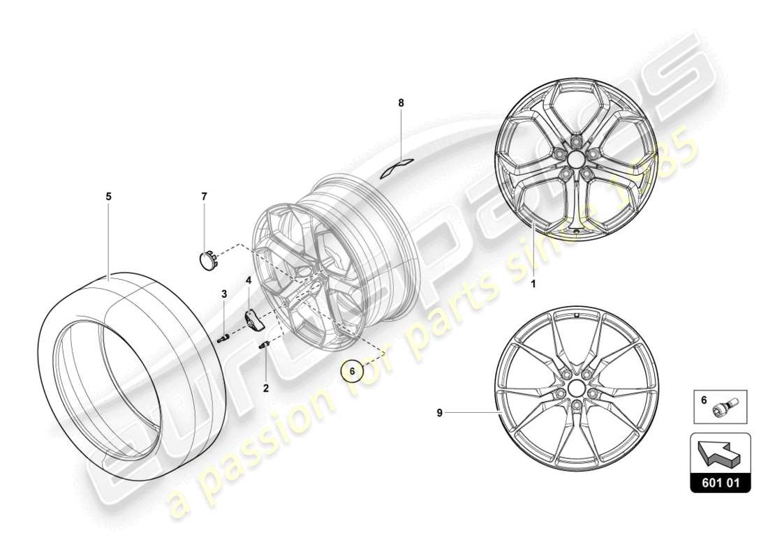 lamborghini lp700-4 roadster (2017) wheels/tyres front parts diagram