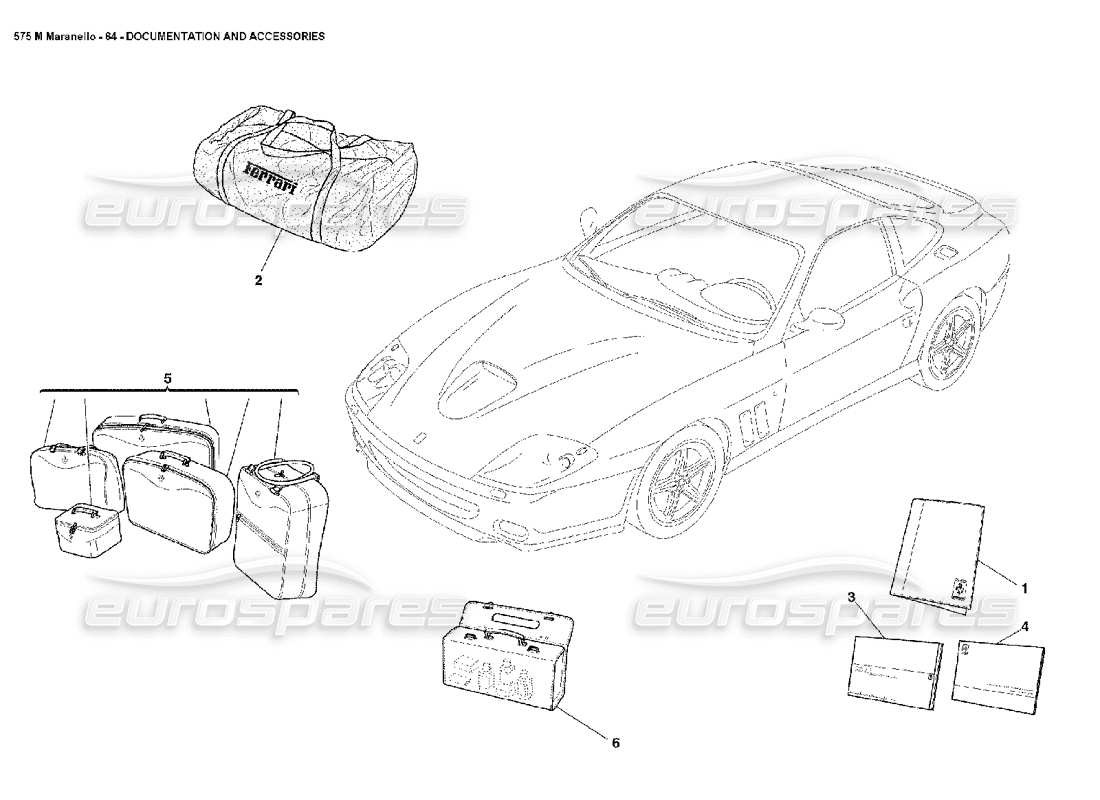 FERRARI 550 MARANELLO DOCUMENTATION AND ACCESSORIES PART DIAGRAM ferrari 550 maranello documentation and accessories part diagram