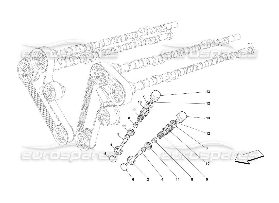 FERRARI 550 MARANELLO TIMING - VALVES PART DIAGRAM ferrari 550 maranello timing - valves part diagram