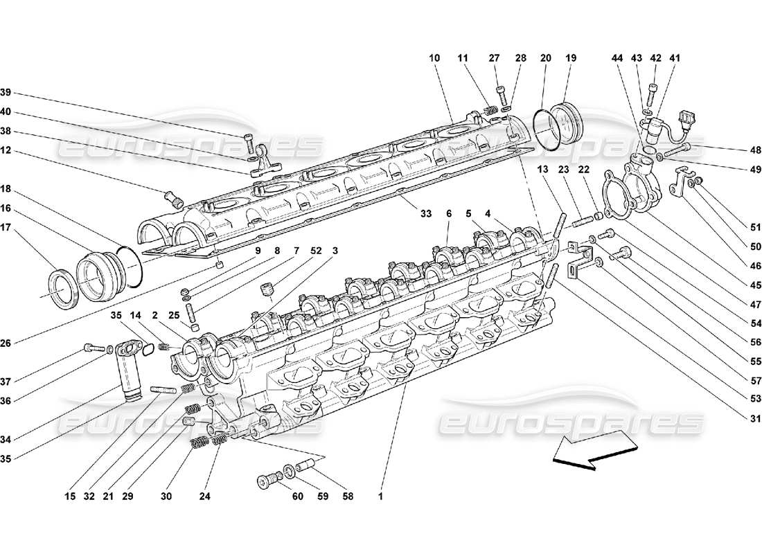 FERRARI 550 MARANELLO RH CYLINDER HEAD PART DIAGRAM ferrari 550 maranello rh cylinder head part diagram