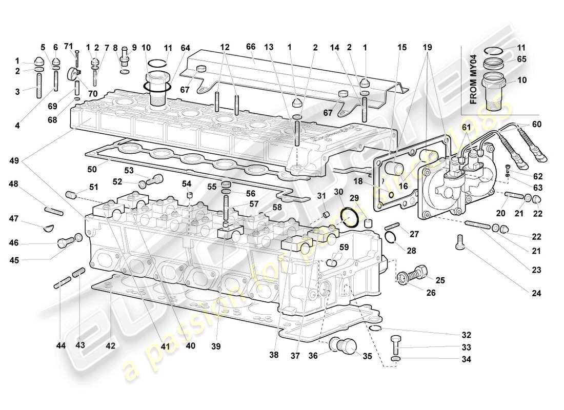 lamborghini murcielago coupe (2002) cylinder head right part diagram