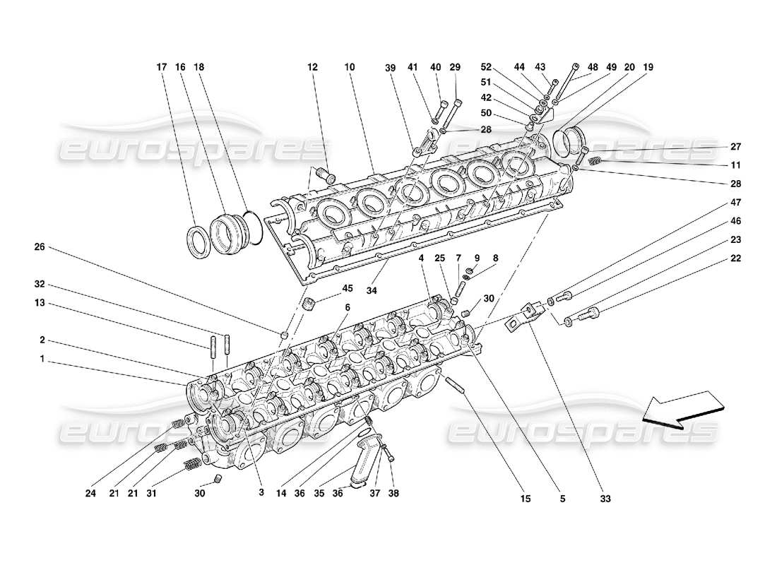 ferrari 456 m gt/m gta lh cylinder head part diagram