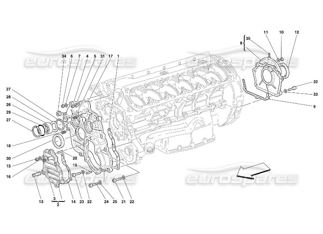 ferrari 456 m gt/m gta crankcase - covers part diagram