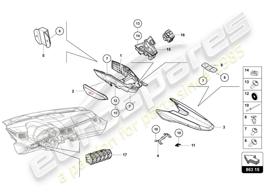 lamborghini lp770-4 svj coupe (2021) switch unit part diagram