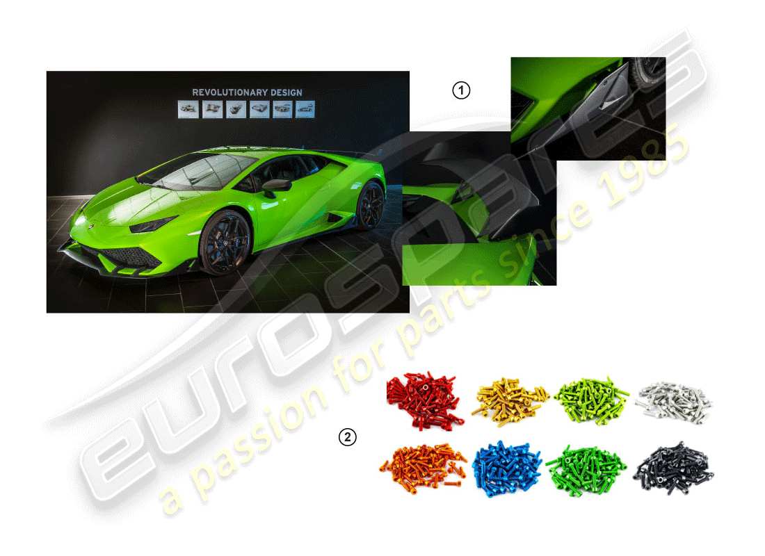 lamborghini accessories (lp580-2 coupe) 1 set aerodynamic attachment parts parts diagram